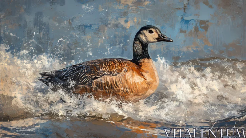 Artistic Goose Braving the Waves AI Image