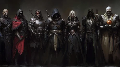 Medieval Warriors in Dark Fantasy Attire