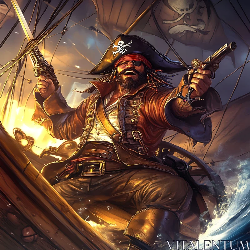 Triumphant Pirate on the High Seas AI Image