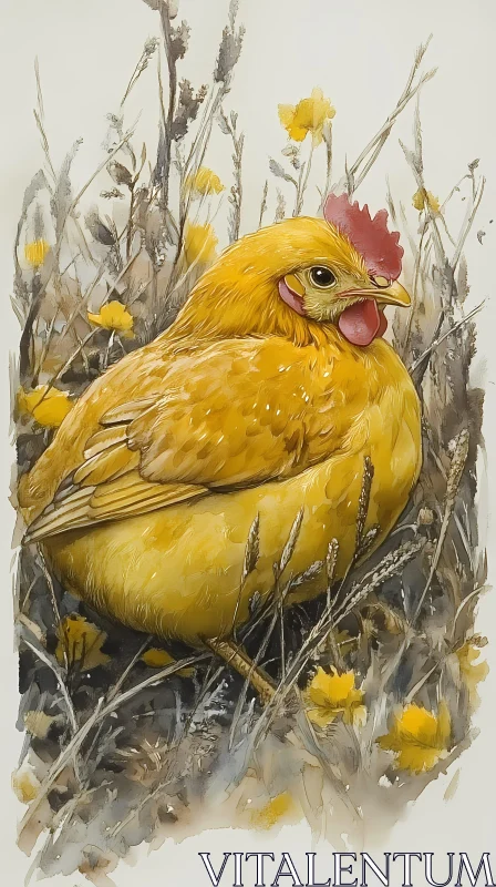 Pastoral Chicken Portrait AI Image