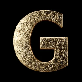 Intricate Golden 'G' with Rough Surface