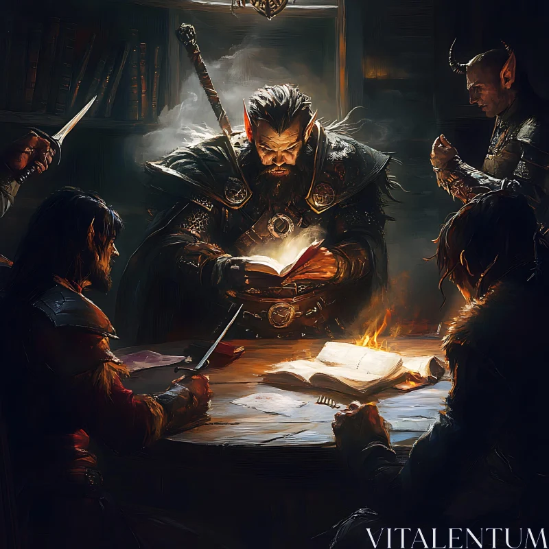 AI ART Fantasy Characters Reading Magic Book