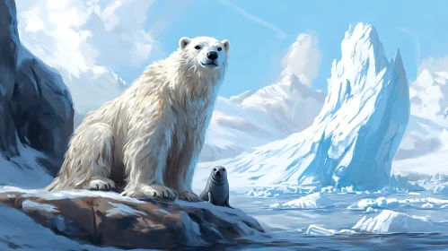 Arctic Companions: Polar Bear and Seal