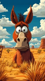 Humorous Donkey in Cartoon Style