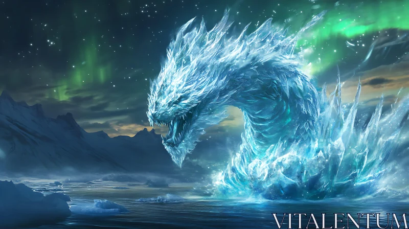 AI ART Frozen Sea Monster: The Ice Dragon