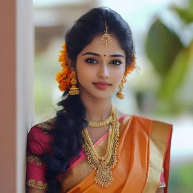 Portrait of a Woman with Golden Jewelry