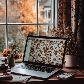 Inviting Workspace with Floral Accents