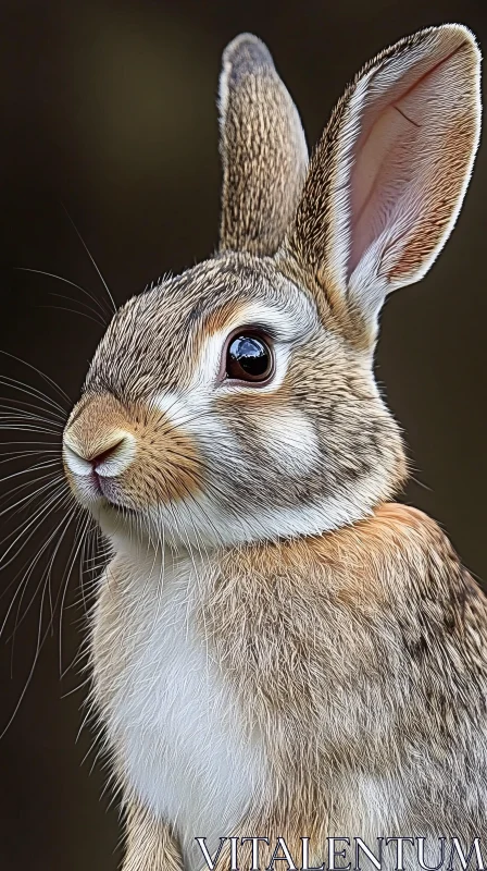 Adorable Bunny Portrait with Large Ears AI Image