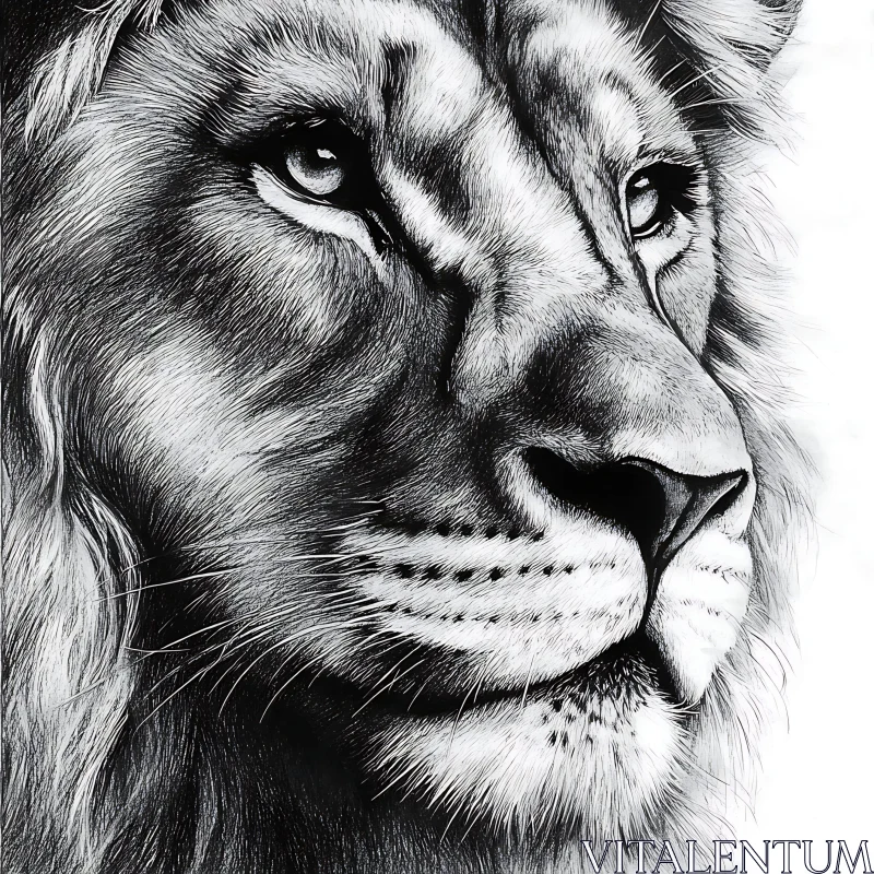 AI ART Monochrome Lion Art