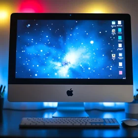 Stylish Desktop Setup with Space Wallpaper