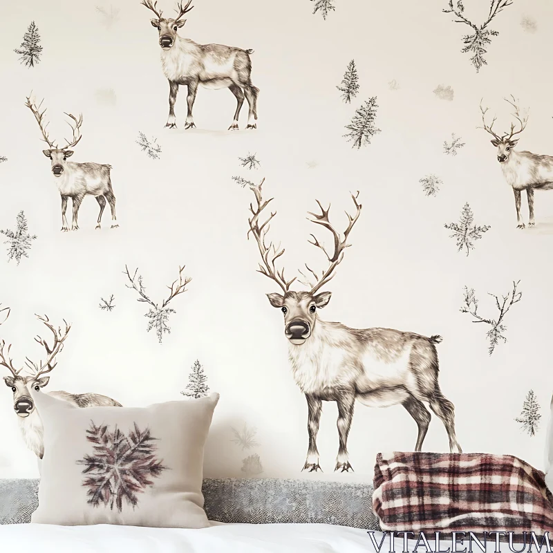 Illustrated Reindeer Decor AI Image