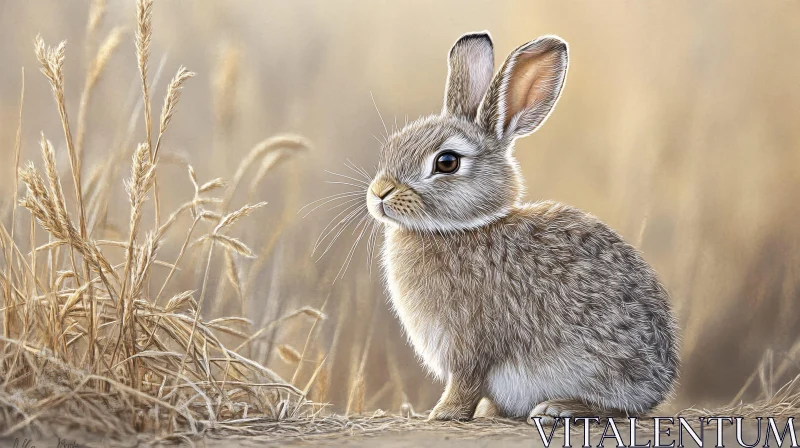 Wild Rabbit in Natural Habitat AI Image