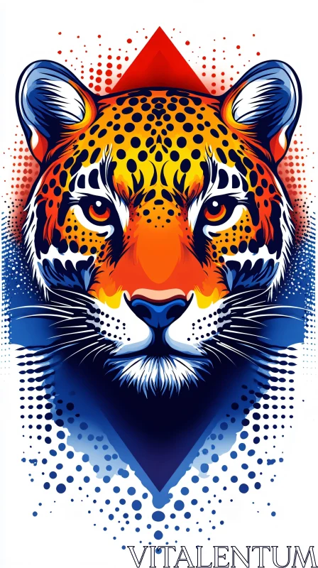 Geometric Wild Cat Illustration AI Image