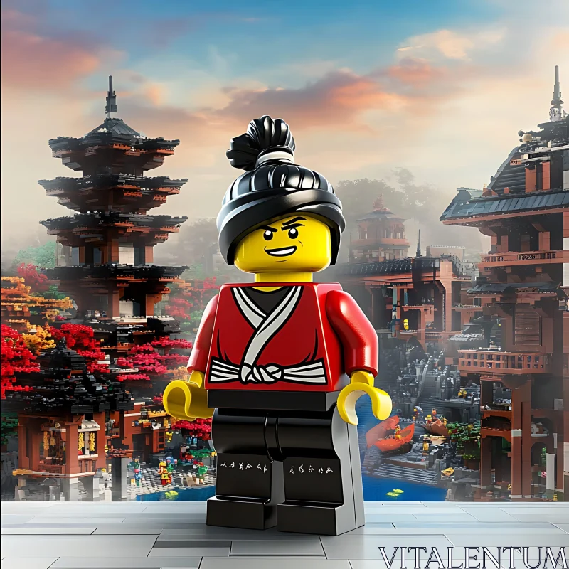 Samurai Lego Toy Asian Scene AI Image