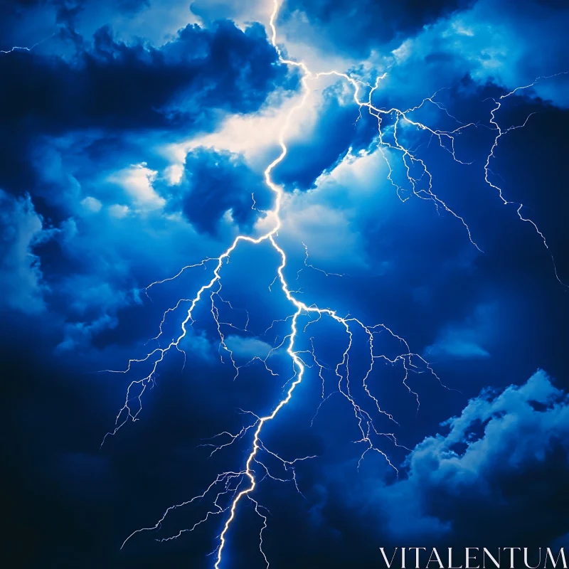 AI ART Electrical Storm Over Dark Blue Sky