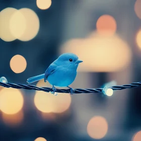 Azure Bird on String Lights