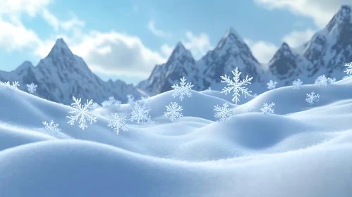 Snowflakes Adorn Winter Mountains