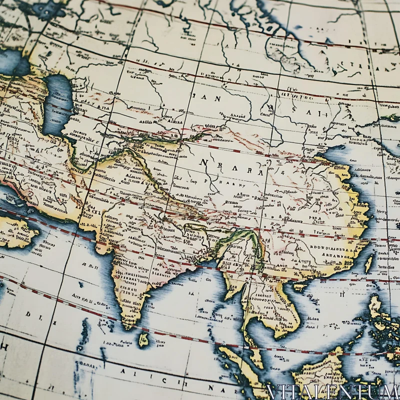 Vintage Asia Cartography - Historical Map AI Image