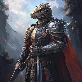 Armored Dragon Warrior with Sword