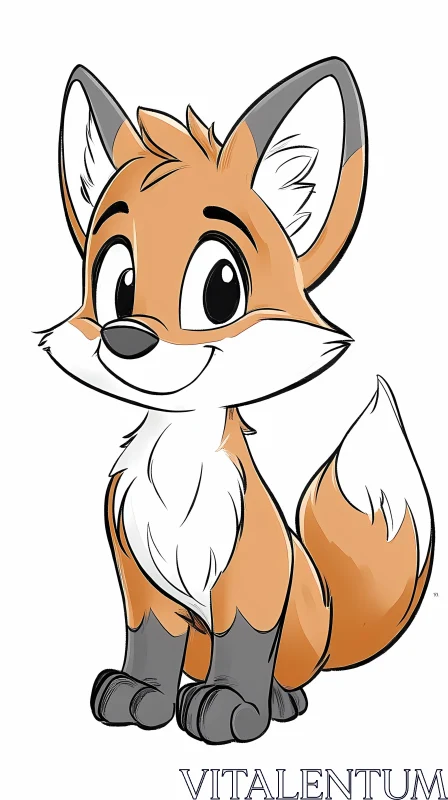 Charming Fox Cartoon Art AI Image