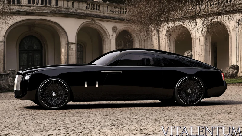 Elegant Black Car by Historic Building AI Image