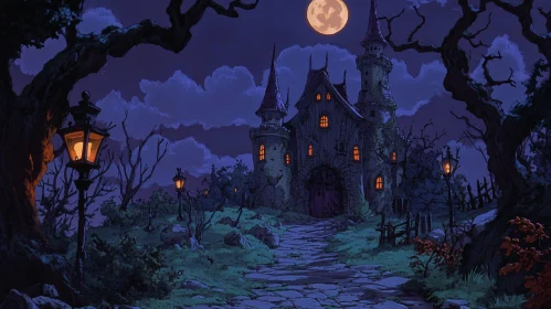 Moonlit Castle: A Nighttime Fantasy