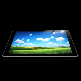 Tablet with Vibrant Nature Scene