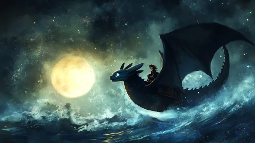 Moonlit Dragon and Rider Adventure