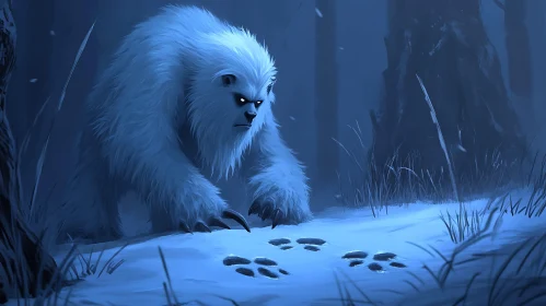 Abominable Snowman in Winter Landscape
