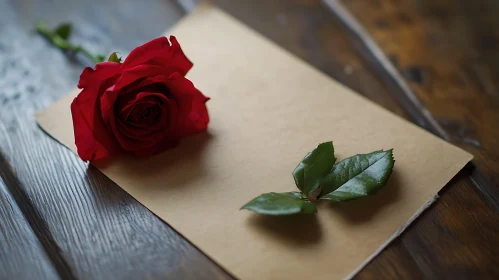 Red Rose and Love Letter Composition