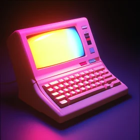 Vintage Neon Computer with CRT Display