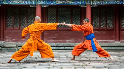 Monks Practicing Kung Fu