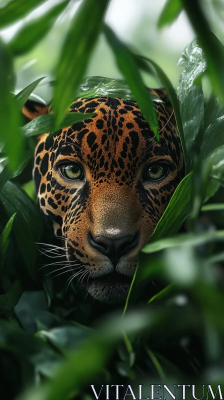 Leopard Amongst Leaves AI Image