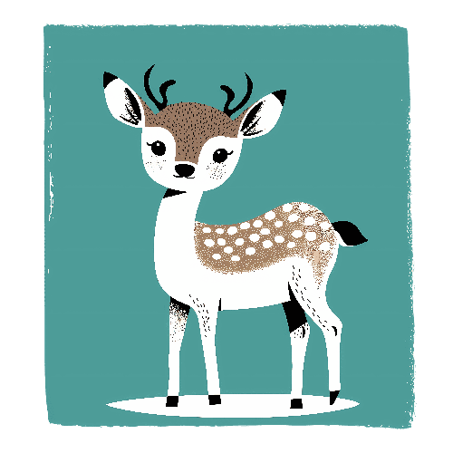 Adorable Cartoon Deer on Transparent Background