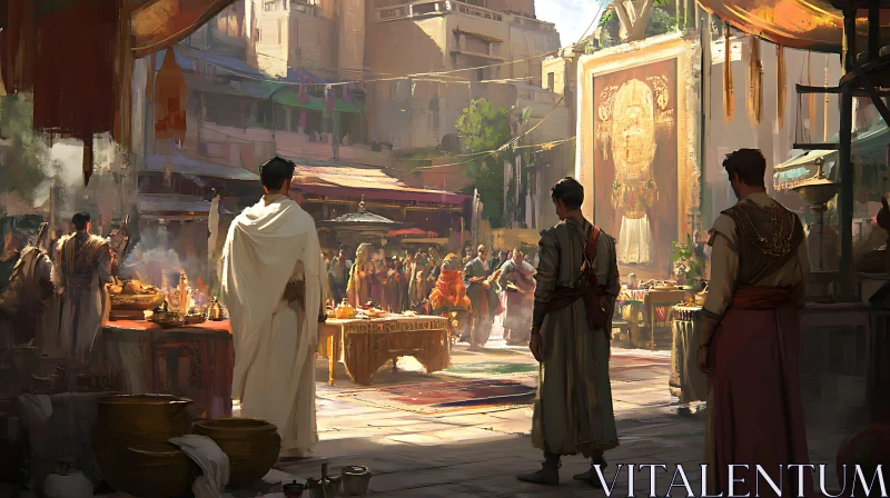 AI ART Ancient City Street with Warm Light