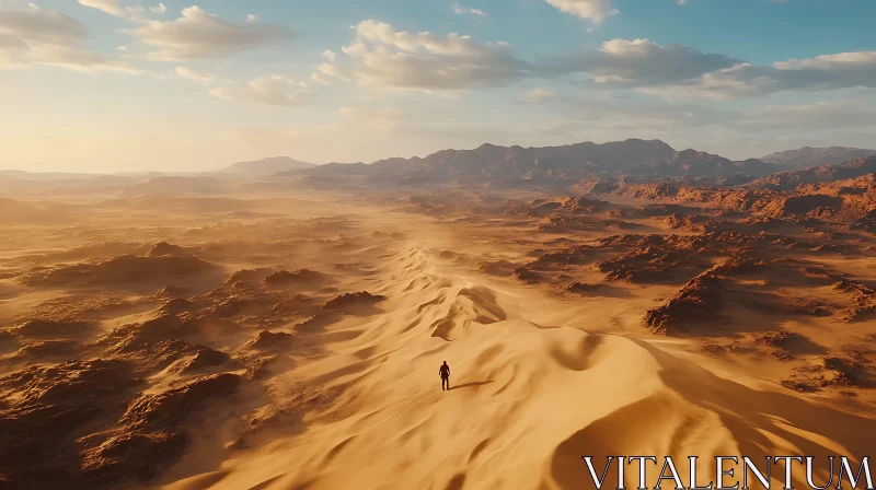 Golden Desert Dunes at Sunset AI Image