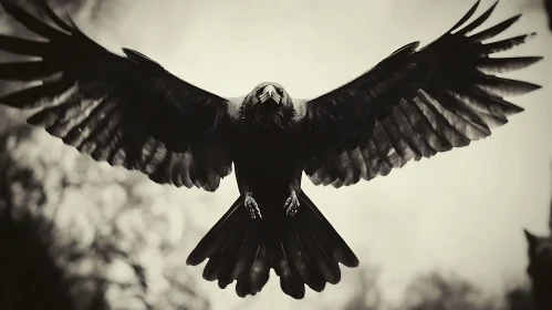 Raven's Descent: A Study in Monochrome