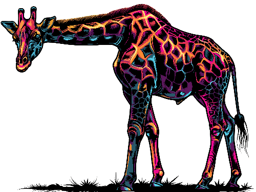 Colorful Giraffe T-Shirt Design Illustration