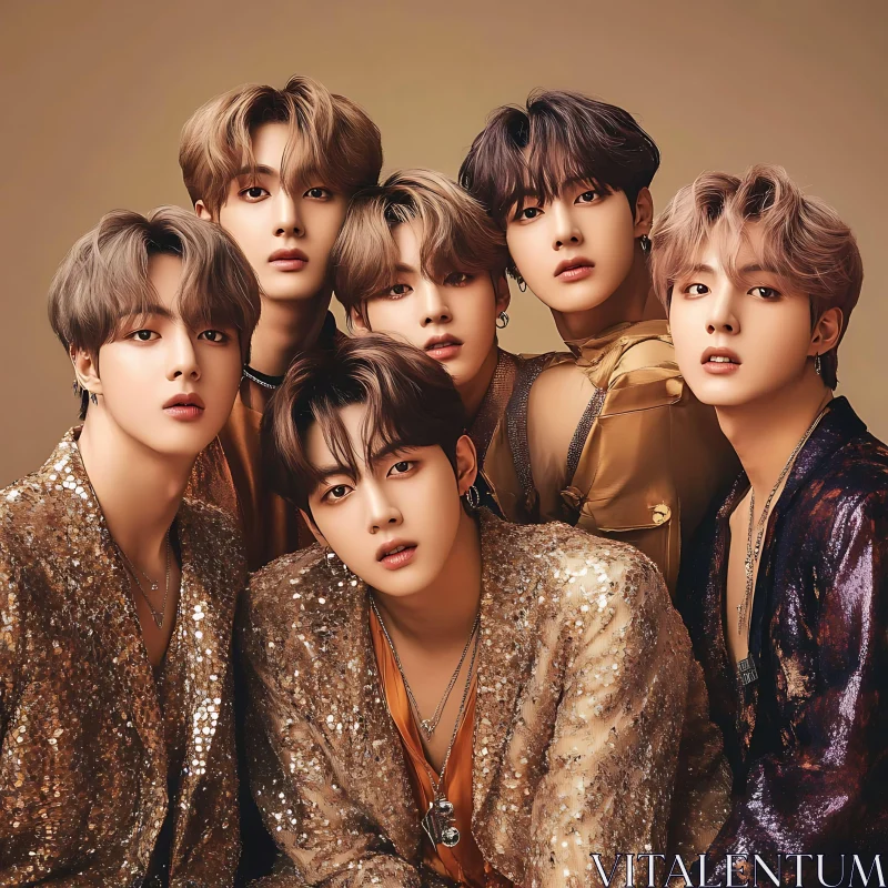 Shimmering Group Portrait of Young Men AI Image