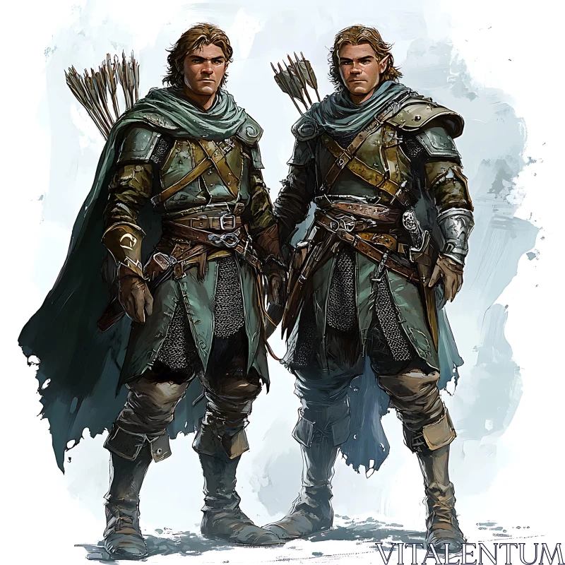 AI ART Twin Elven Warriors in Armor