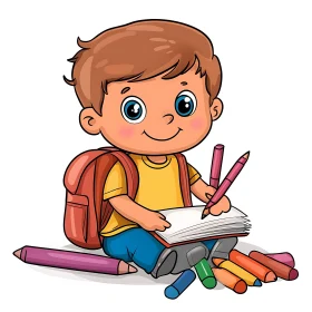 Child's Artistic Expression with Colorful Crayons