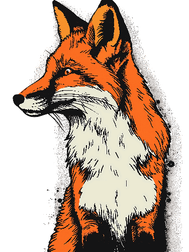 Fox Side View Vector Illustration for T-Shirt Design