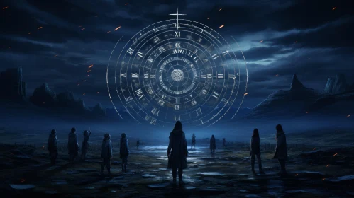 Mysterious Image with Dark Humans and Erasing Circle