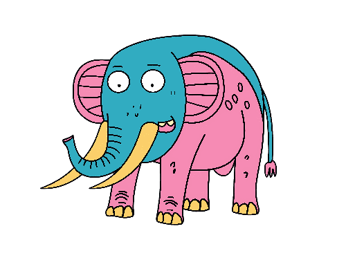 Playful Cartoon Elephant in Bright Colors