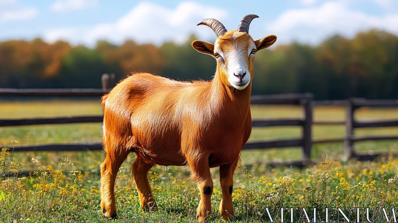 AI ART Goat in Vibrant Field