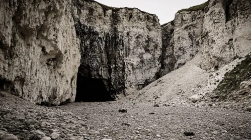 Enigmatic Cave in Rocky Landscape