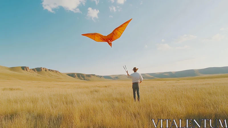 AI ART Kite Flying Over Golden Field