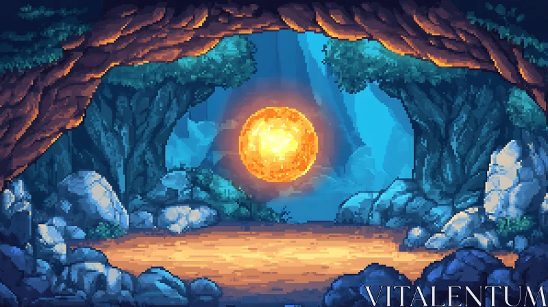 AI ART Mystical Pixel Art Cave Landscape