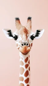 Expressive Giraffe with Soft Peach Background