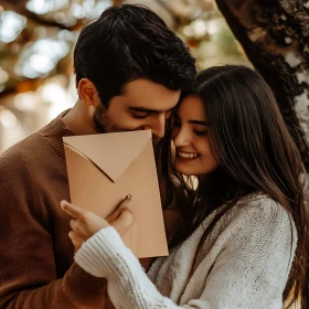 Affectionate Couple with Letter